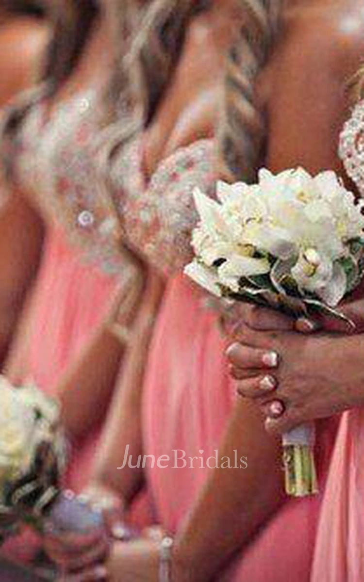 Glamorous Sweetheart Sleeveless Chiffon Bridesmaid Dress Short With Crystals