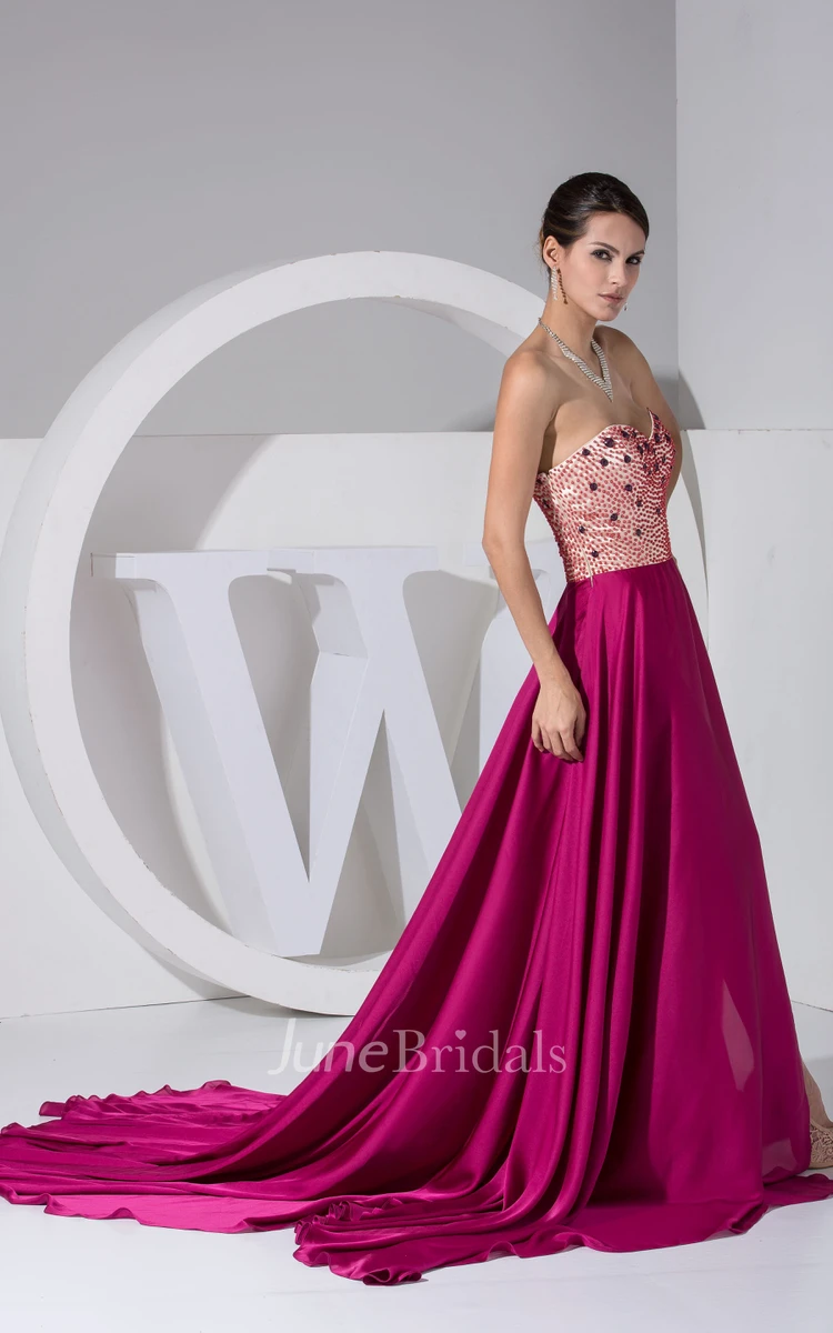 Vibrant Front-Split Long Dress With Beaded Top