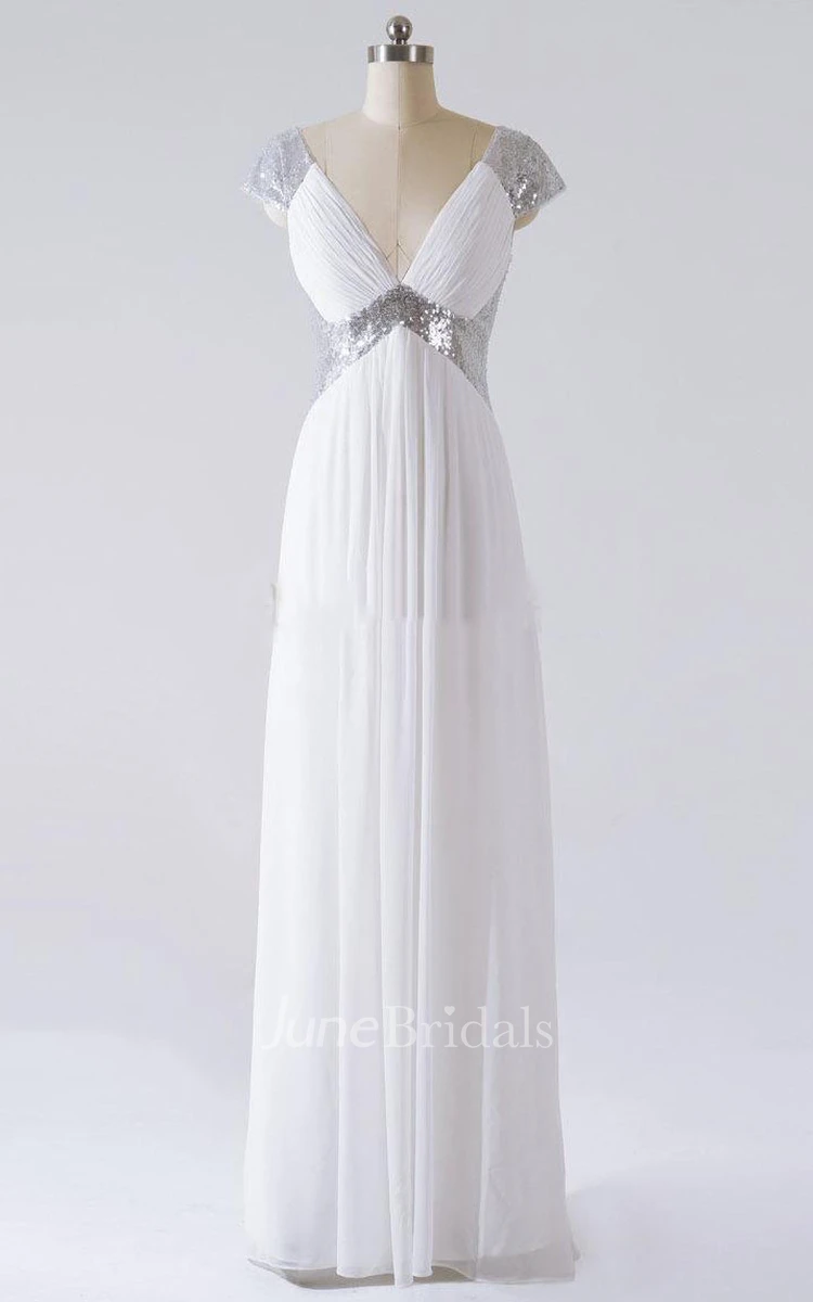 Sheath Floor-length V-neck Dress With Sequins