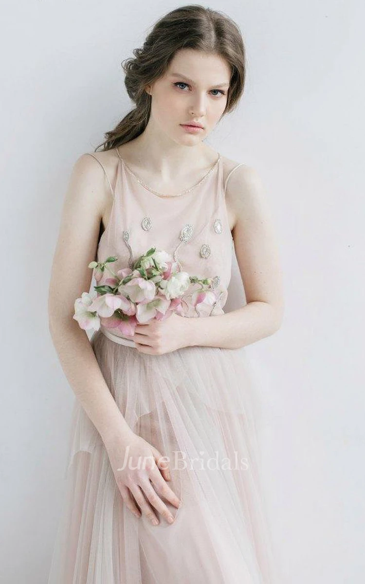 Ethereal Tulle Dress With Pleats And illusion Back