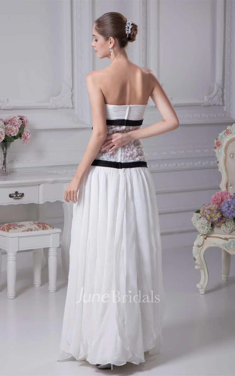 Sweetheart Criss-Cross Draped Long Dress with Bow and Illusion Waist