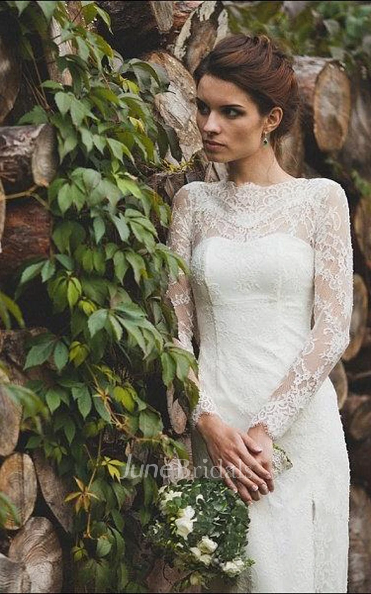 Long sleeve keyhole hot sale wedding dress