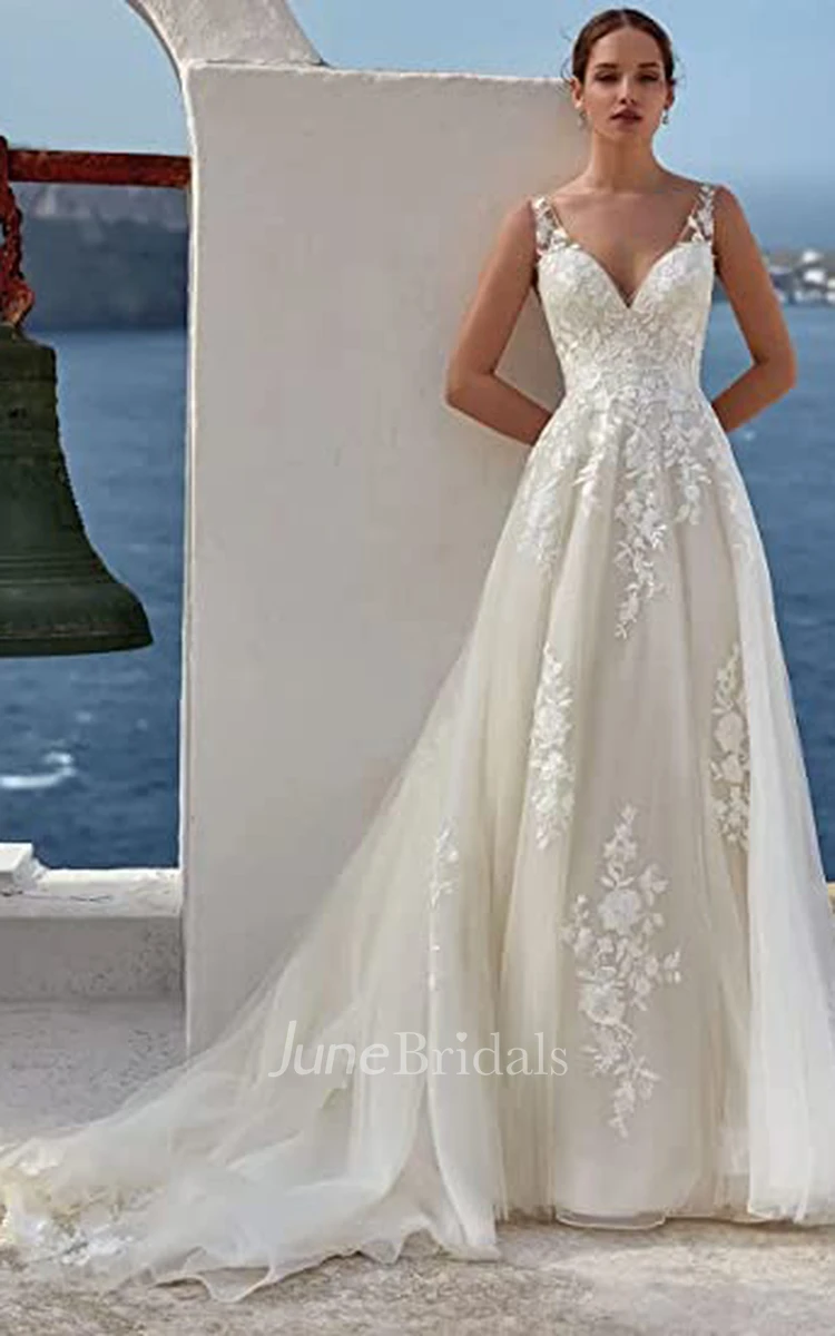 V Back Lace Beach Wedding Dresses, Elegant Lace Summer Wedding Dresses V Back Lace Beach Wedding Dresses, Elegant Lace Summer Wedding Dresses