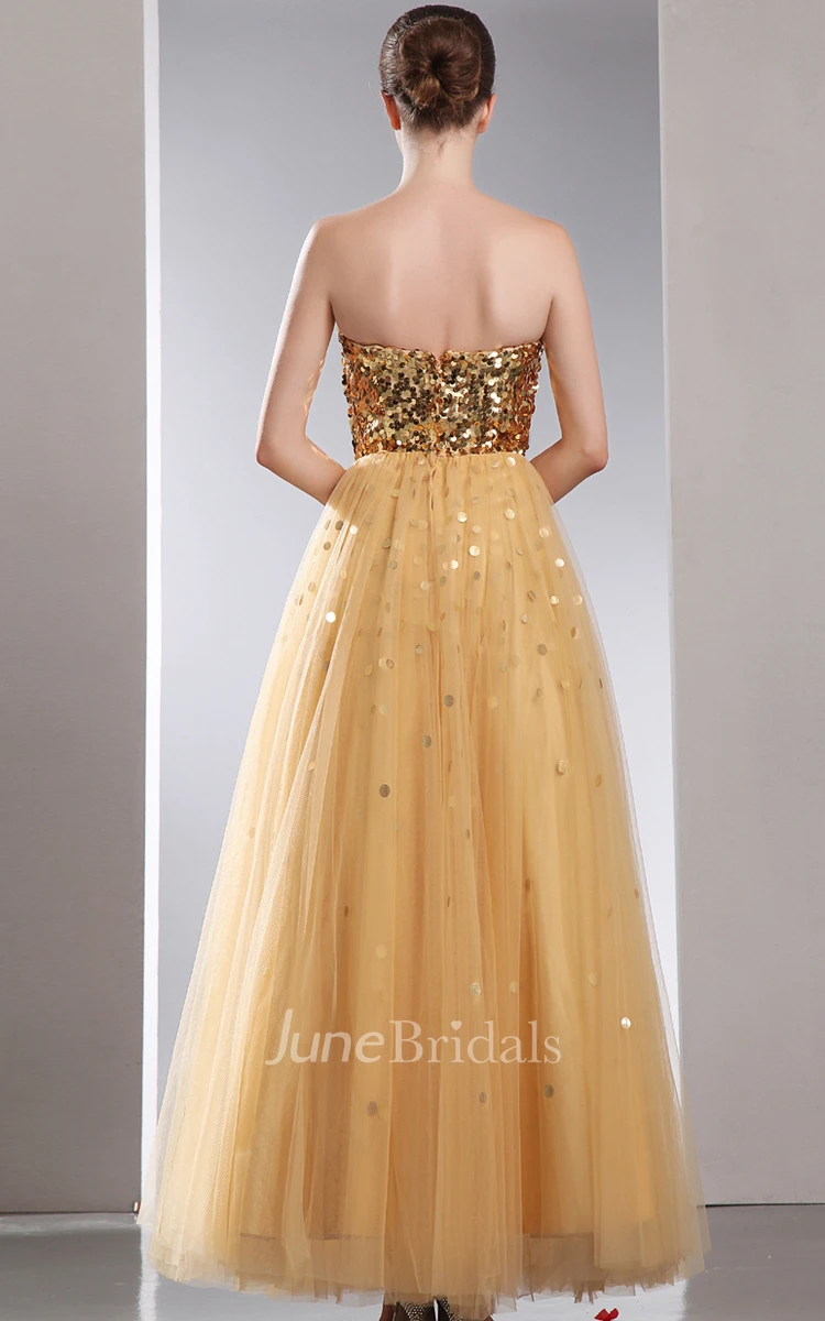 Romantic A-Line Dress With Sequins And Soft Tulle