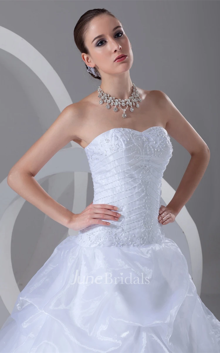 Sweetheart Pick-Up A-Line Ball Gown with Jeweled Bodice