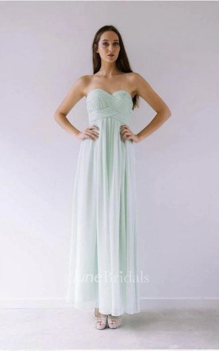 Sweetheart Ankle-Length Chiffon Criss Cross Dress