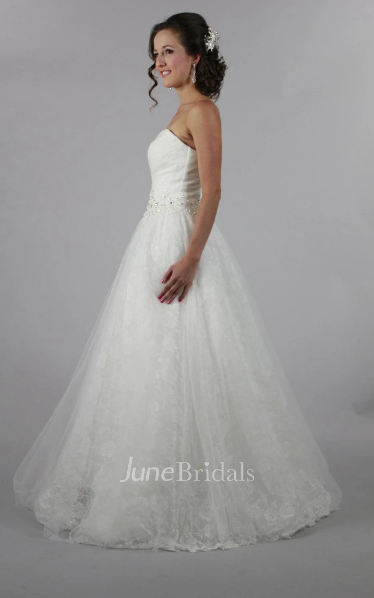 Rose Lace Sweetheart Ball Gown With Crisscross and Beading