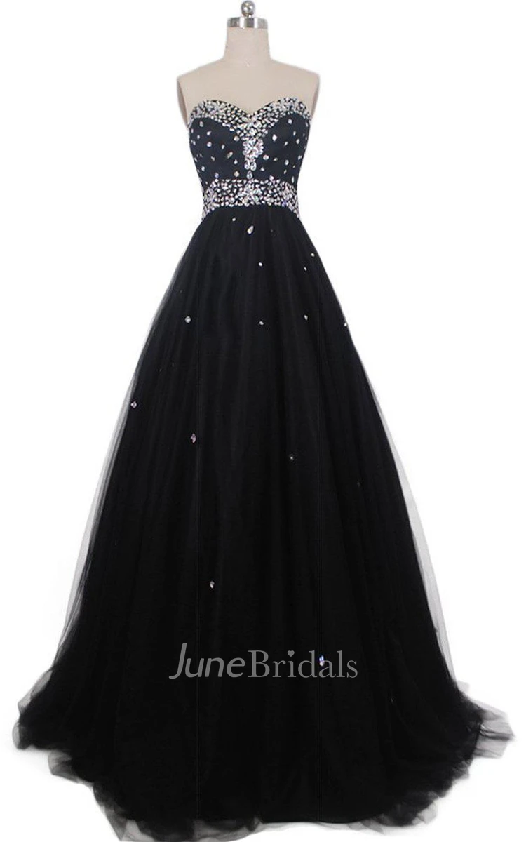 Sweetheart A-line Gown With Sequins and Pleats