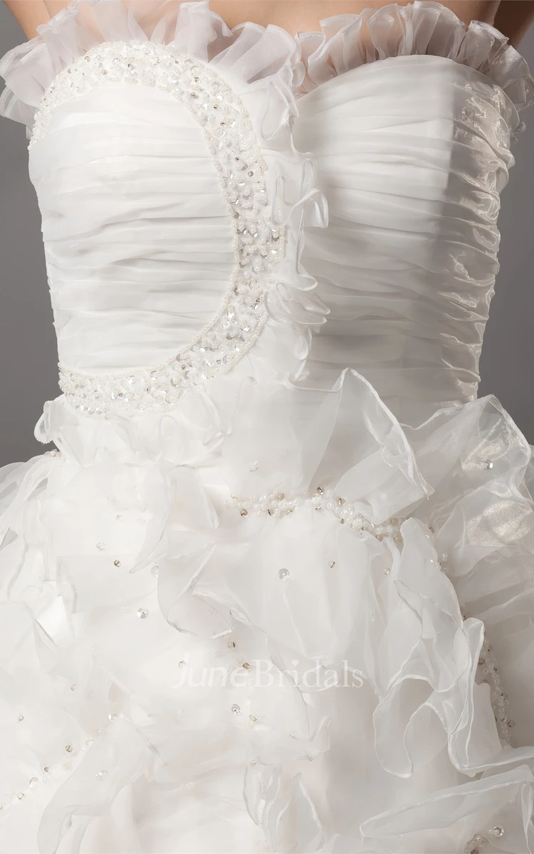 Sweetheart Ruffled A-Line Ball Gown with Ruching