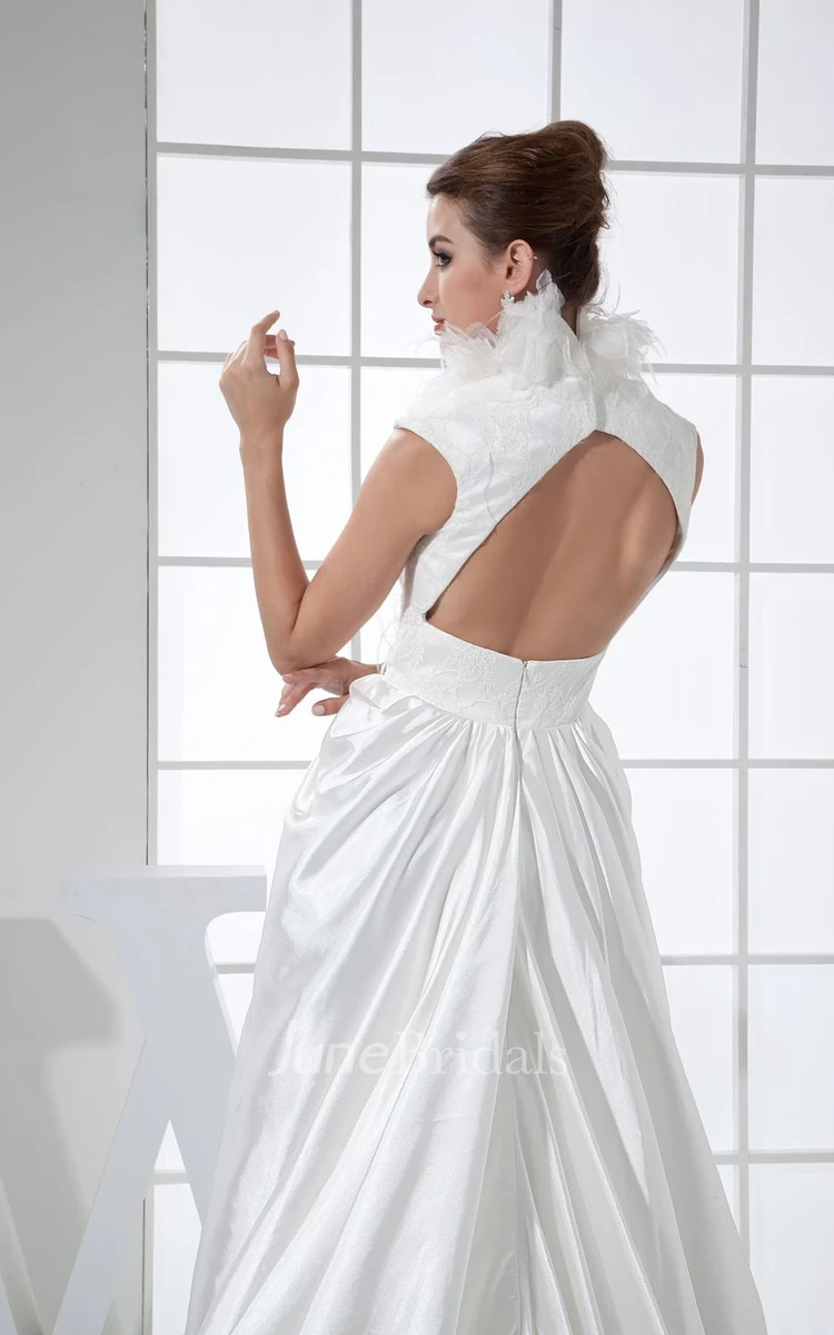 High-Neck Sleeveless Front-Split Dress With Keyhole Back