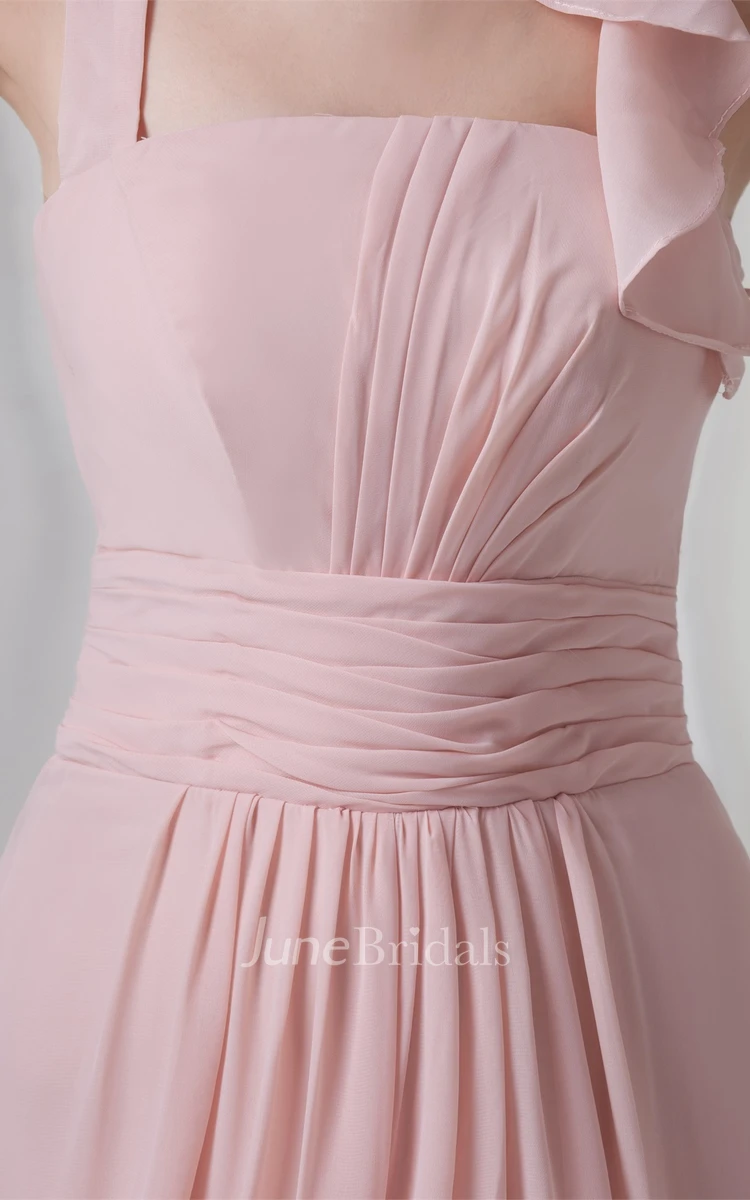 Chiffon Floor-Length Pleated Dress with Halter