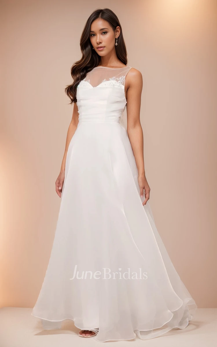 Casual Simple A-Line Sweetheart Neck Organza Wedding Dress Ethereal Elegant Sleeveless V Back Pleats Bridal Gown