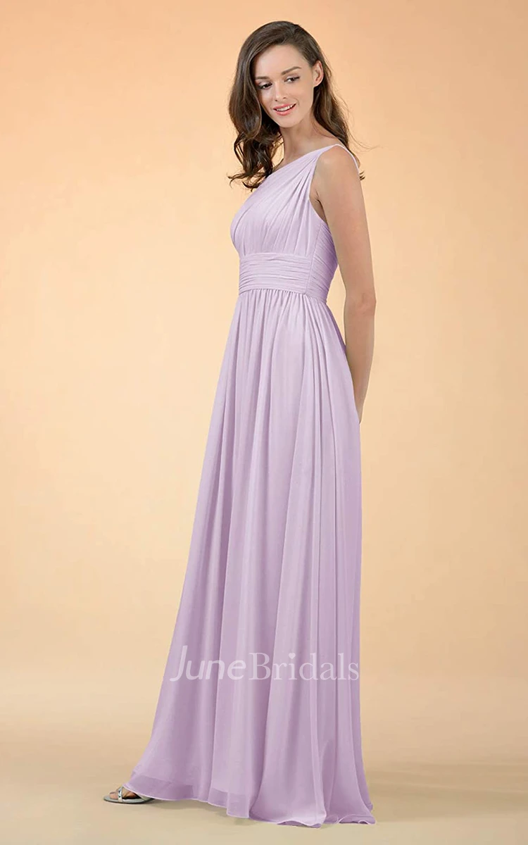 Adorable A Line One-shoulder Chiffon Sleeveless Bridesmaid Dress