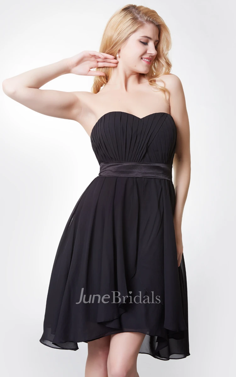 Sleeveless Pleated High-low Chiffon Dress With Backless