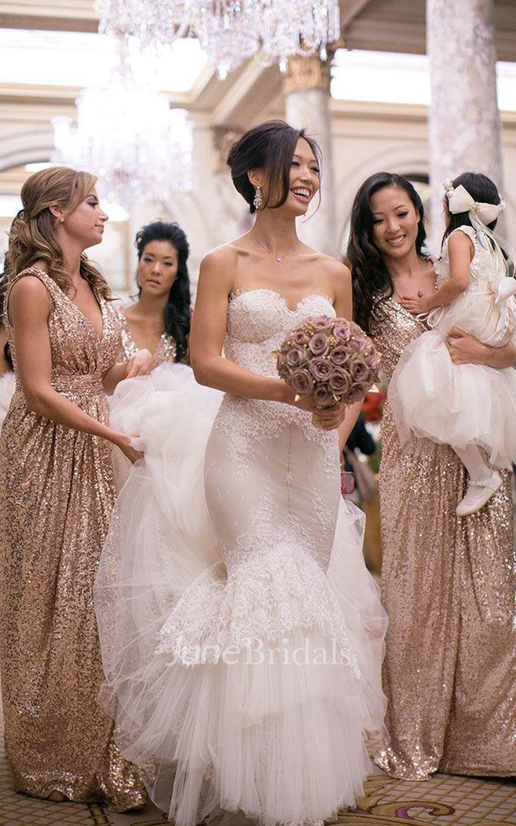 Elegant Sweetheart Sleeveless Mermaid Wedding Dress With Lace Appliques