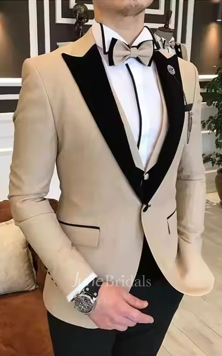 2025 Modern Men's Wedding Tuxedo Peak Lapel Groom Tuxedo Jacket Pants Vest