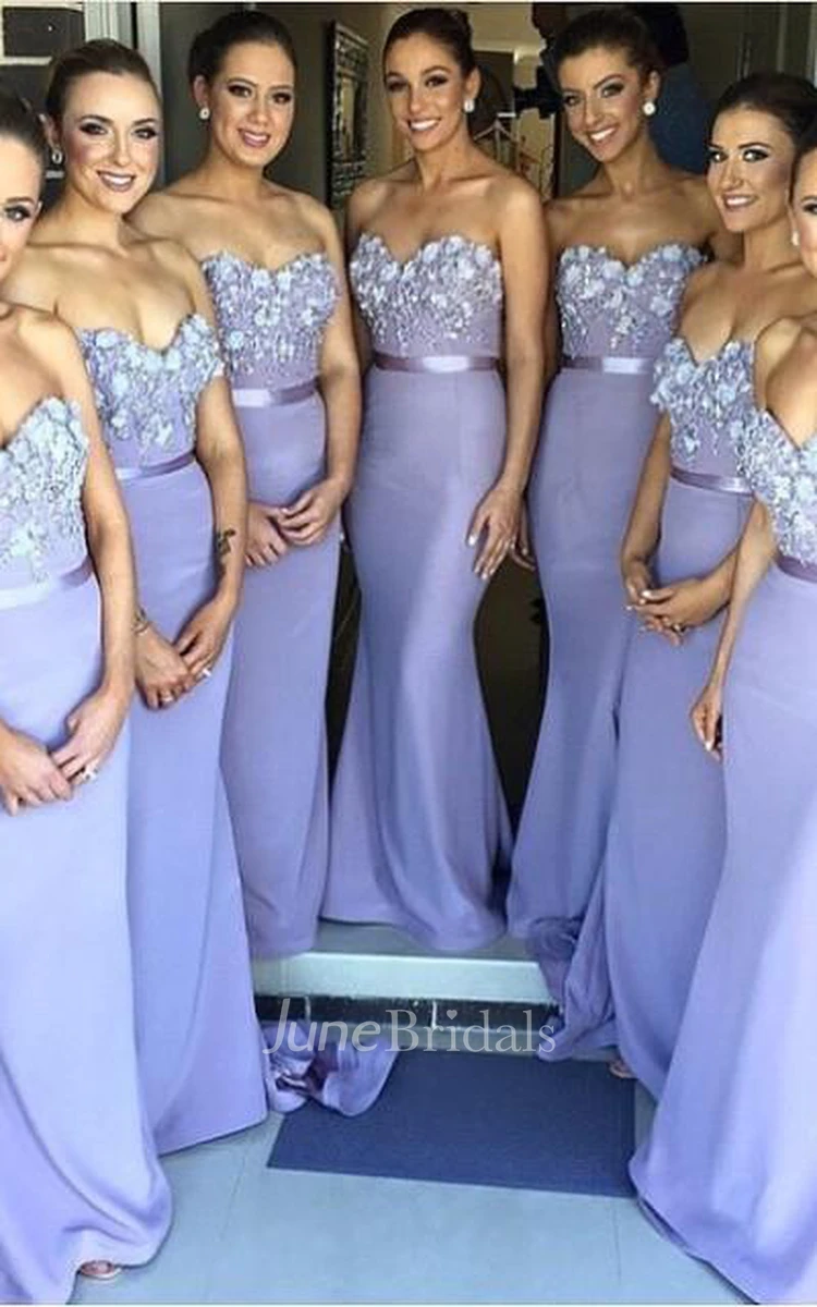 Sexy Sweetheart Sleeveless Mermaid Bridesmaid Dress With Appliques