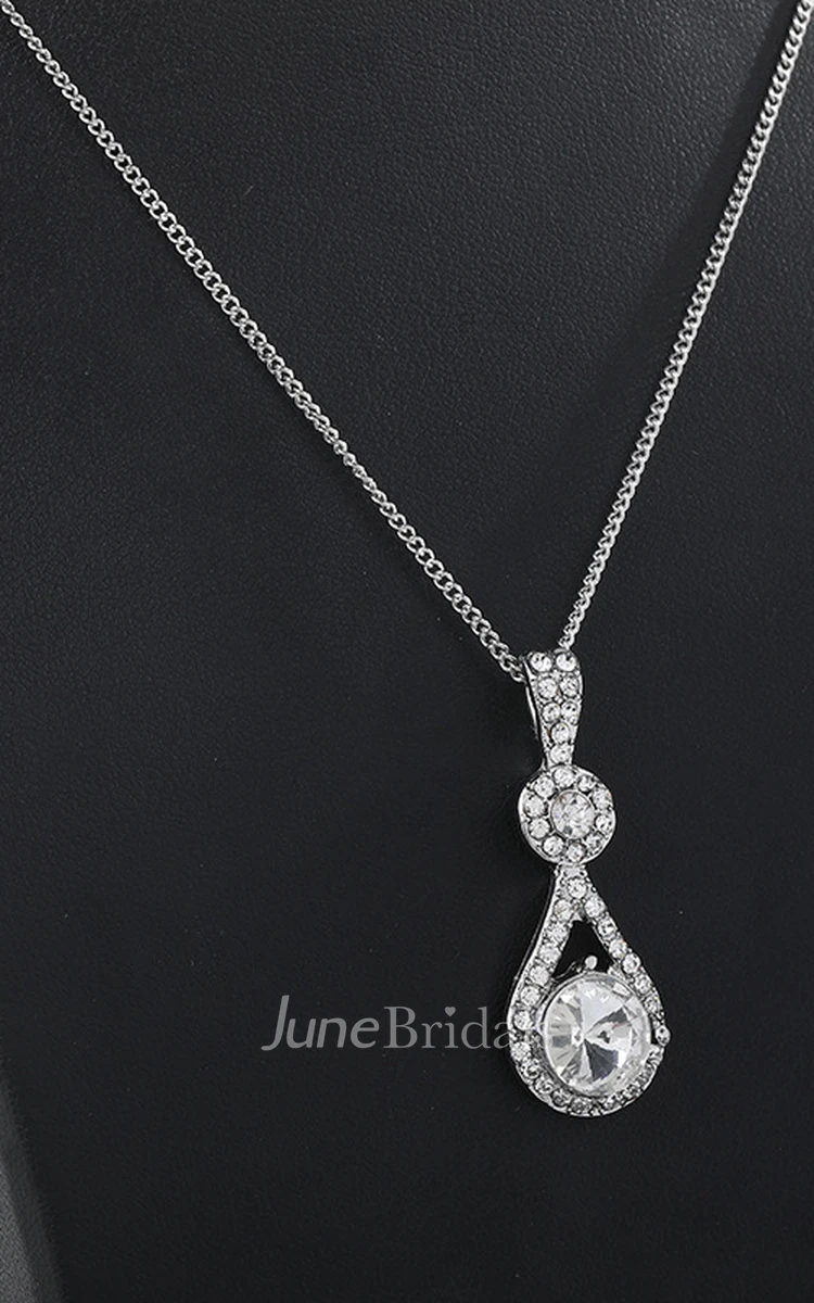 Elegant Water Drop Design Rhinestone Necklace and Earrings Jewelry Set