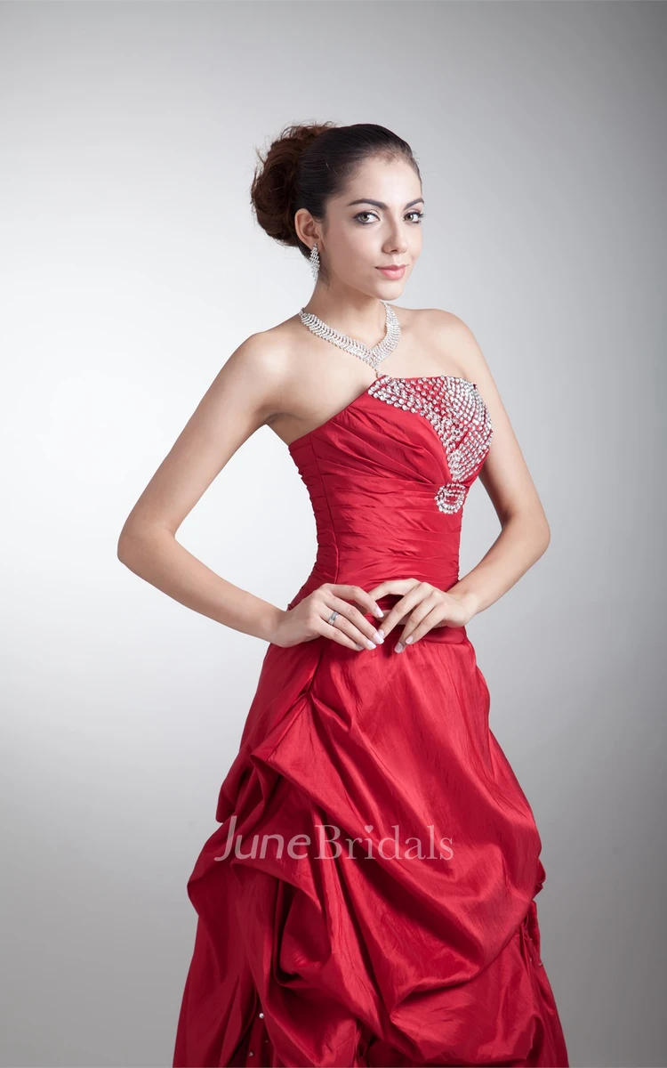 Strapless Pick-Up Ball Gown with Beading and Corset Back