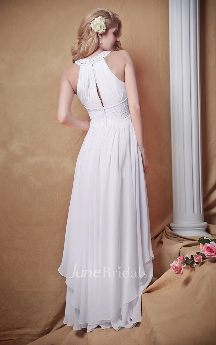 Majestic Racer Swing Dress With Ruched Waist and Side Draping