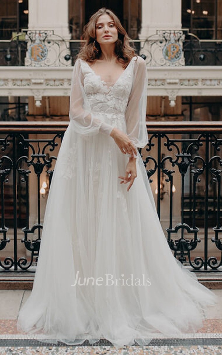 Modern Long Sleeve Wedding Dress