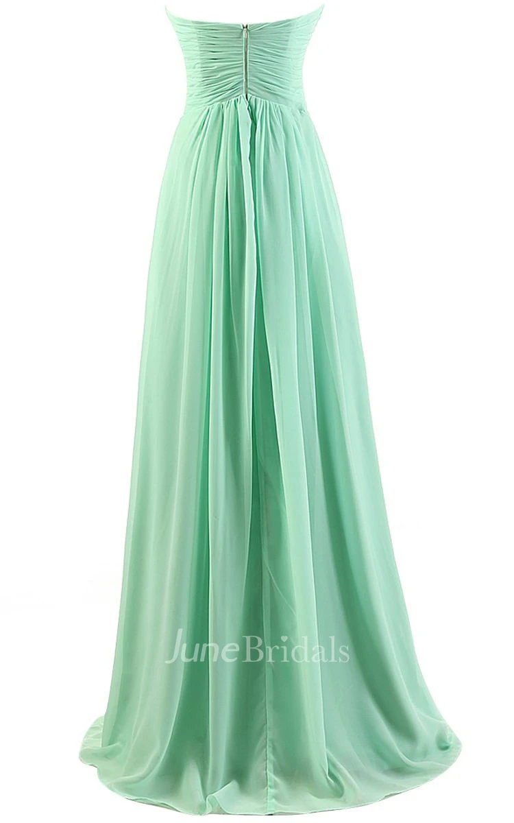 Sweetheart Empire Long Pleated Chiffon Gown