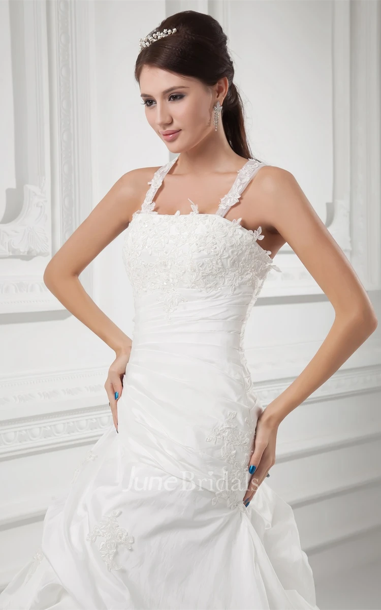 sweetheart ruched criss-cross dress with strass and ruffles