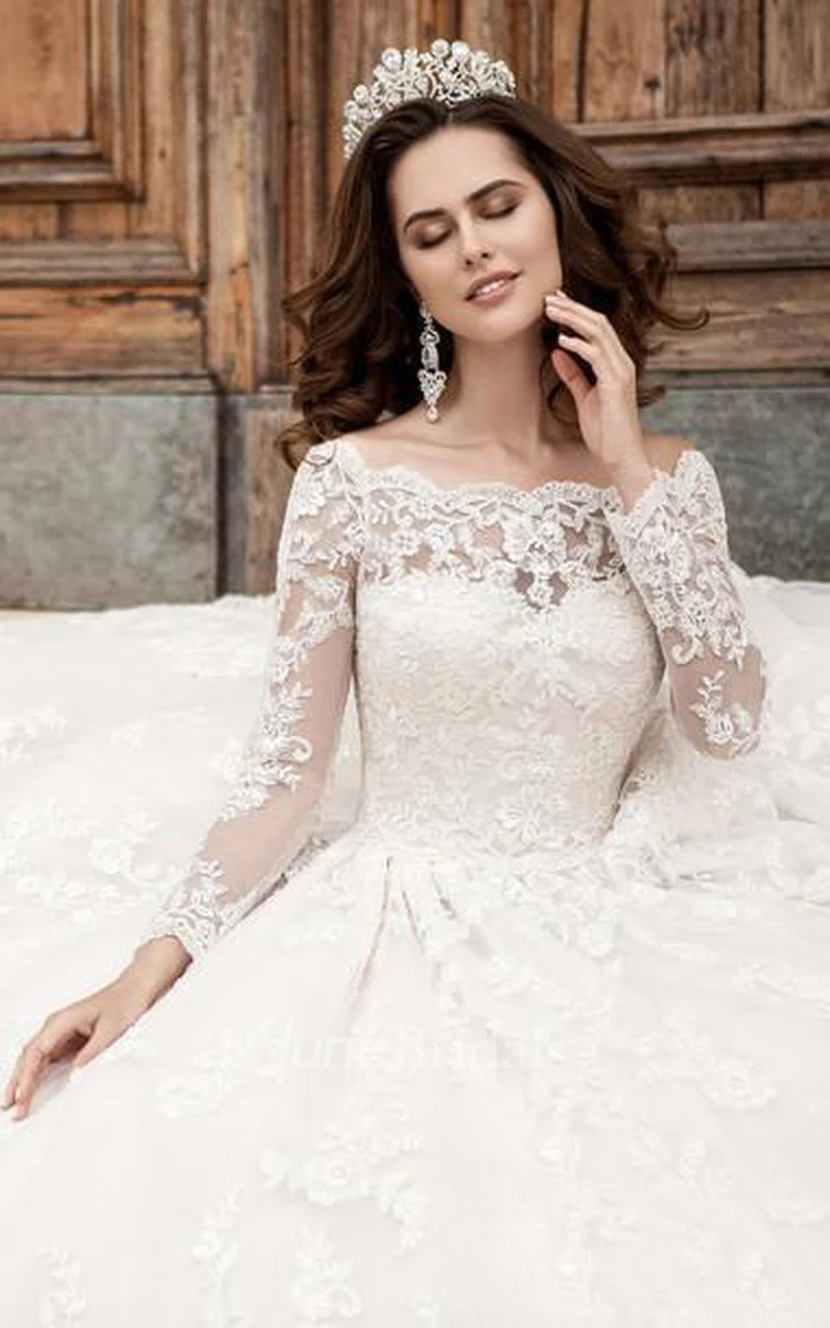 Long Sleeve Lace Applique Average Wedding Dress Cost With Beaded