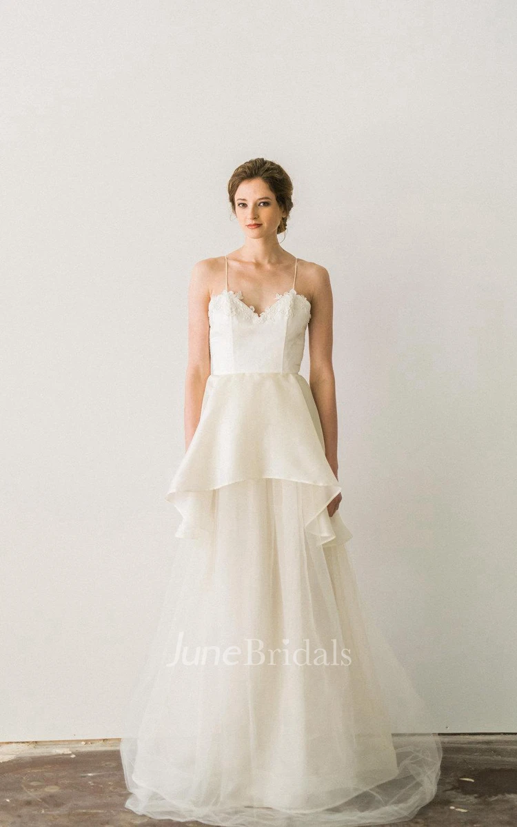 Backless Tulle Lace Organza Satin Charmeuse Weddig Dress