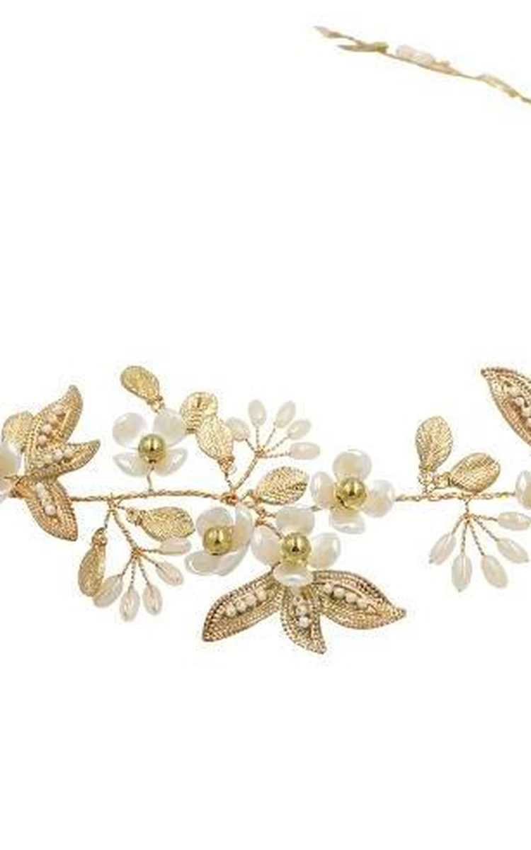 Chic Golden Headbands with Flowers and Leaves
