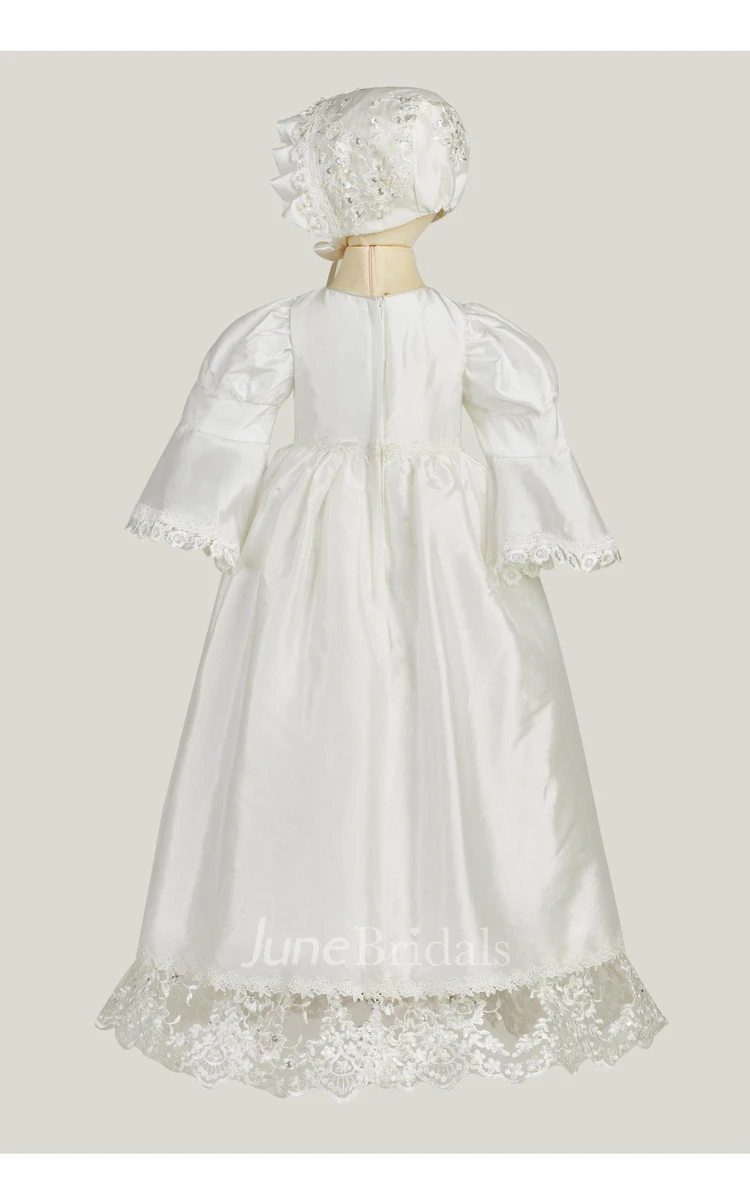 Simple Bell Sleeve Christening Gown With Front Split