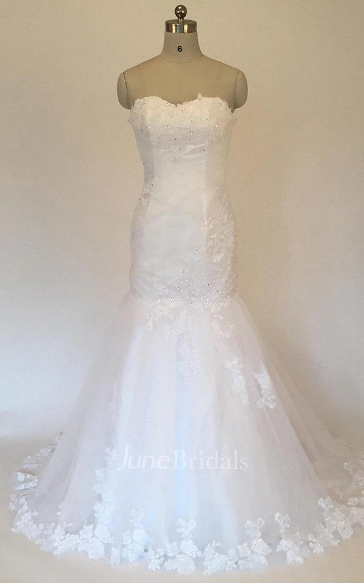 Sweetheart Tulle Mermaid Wedding Dress With Appliques