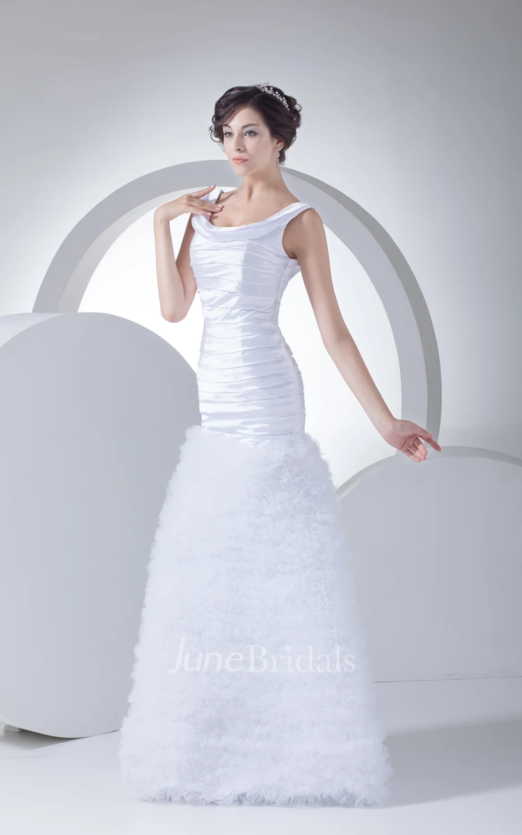 Square-Neck Sleeveless Floor-Length Dress With Ruffled Skirt