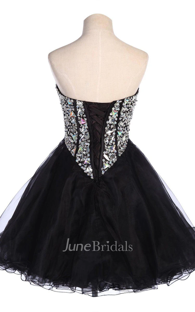 Sweetheart Short Layered Dress With Crystal Bodice