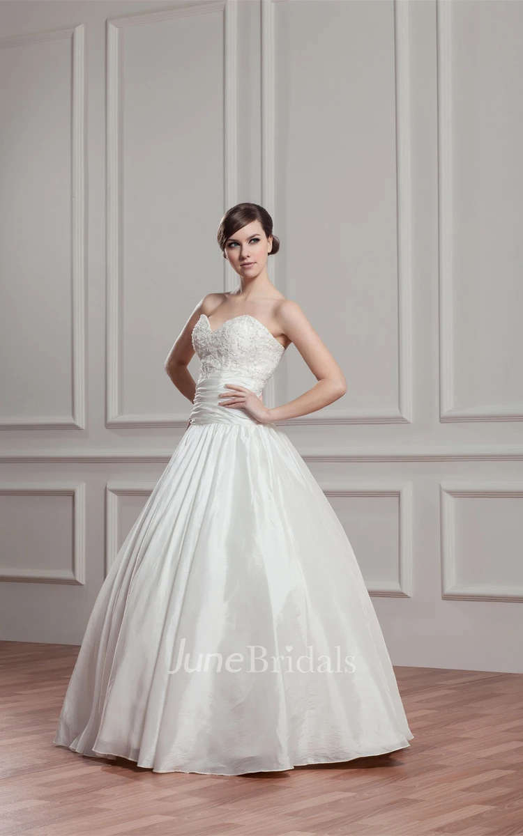 Sweetheart Pleated Ball Gown with Beading and Ruched Waist