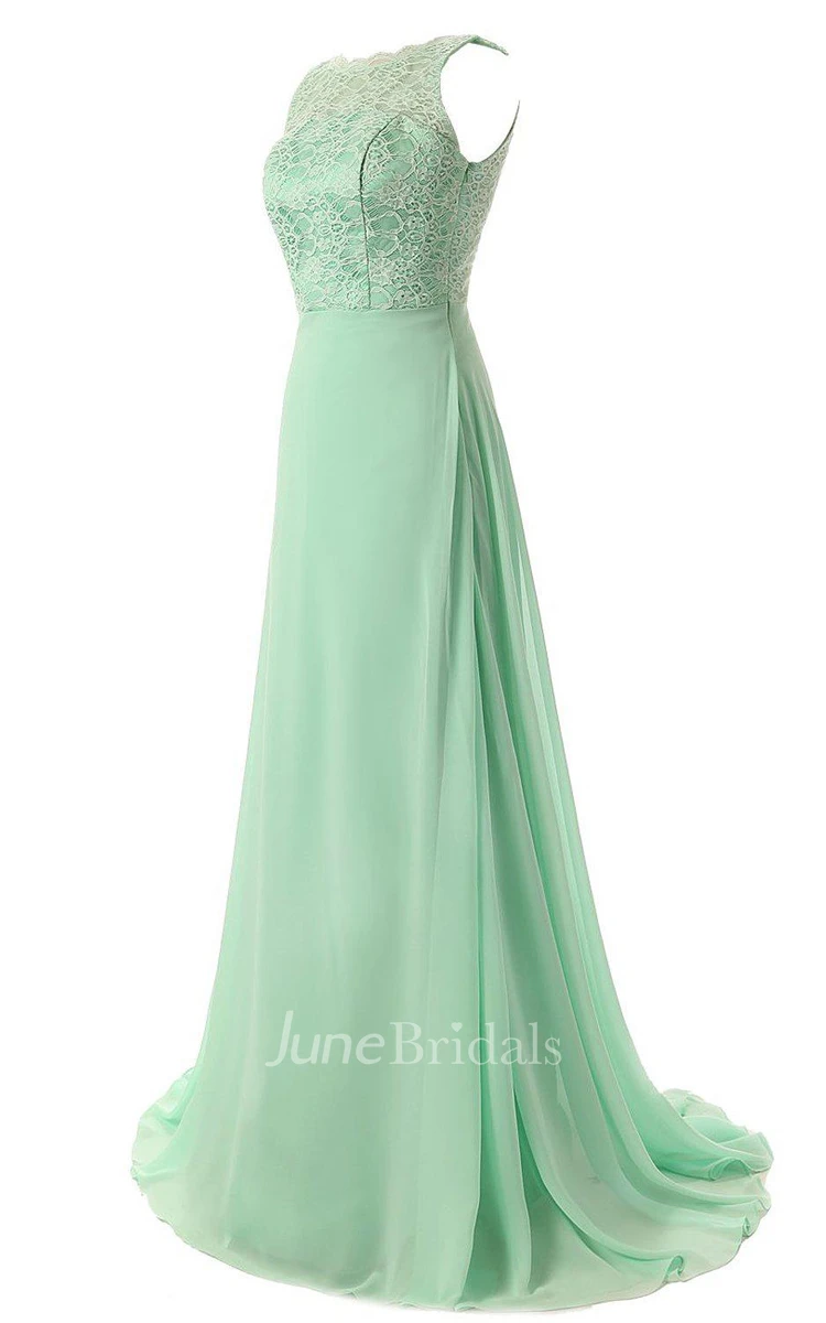 Strapless A-line Long Dress With Lace Bodice