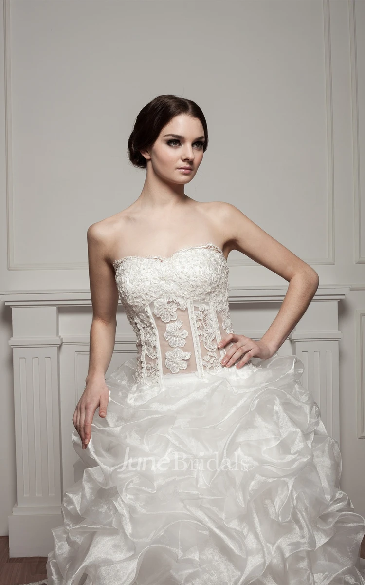 Sweetheart Lace Pick-Up Gown with Beading and Illusion Waist