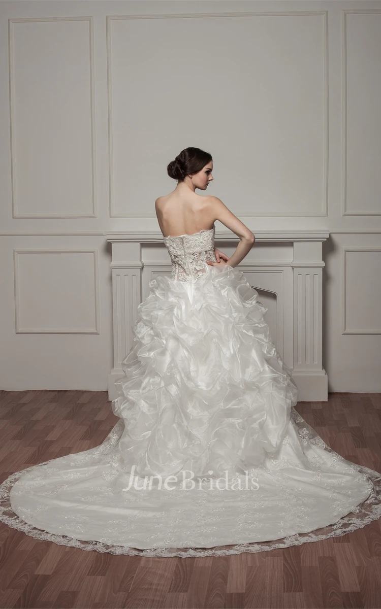 Sweetheart Lace Pick-Up Gown with Beading and Illusion Waist