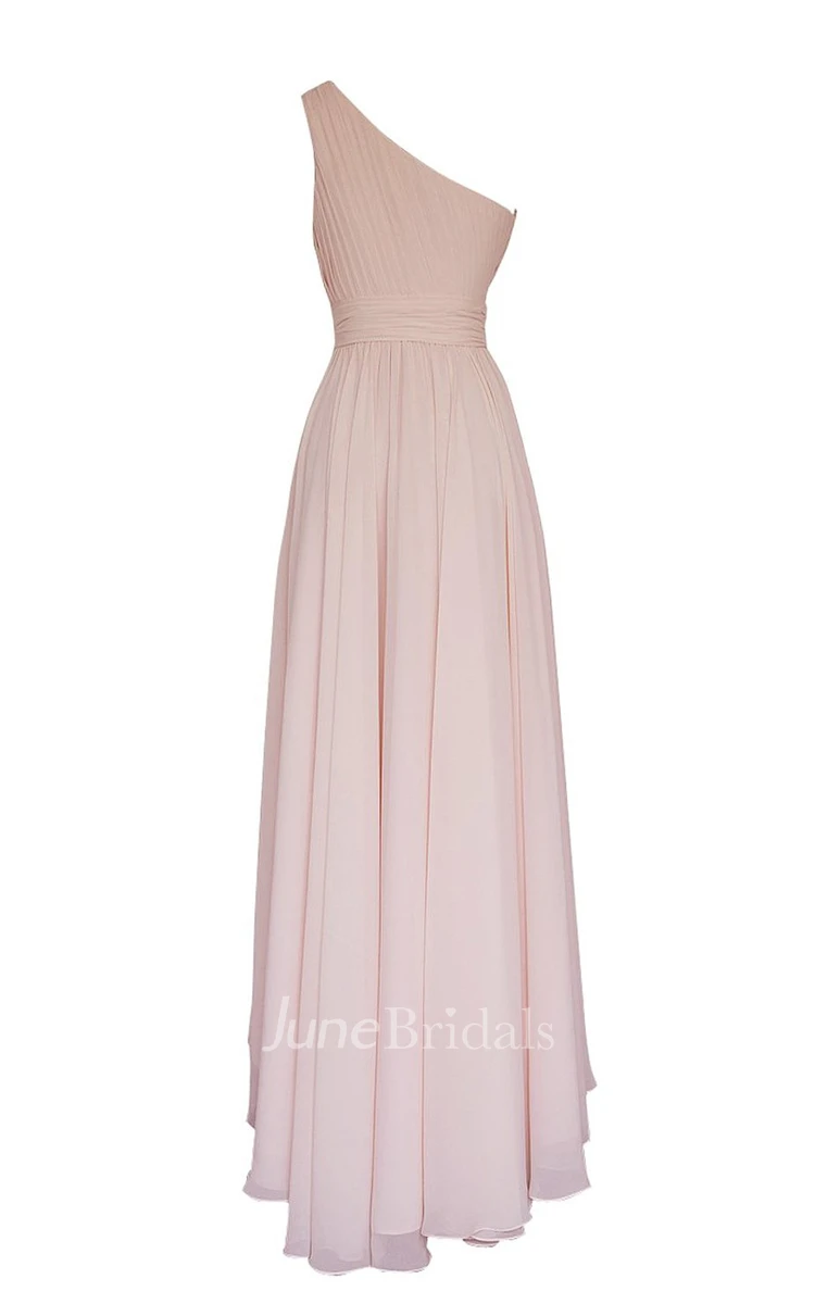 Asymmetrical One-shoulder Pleated A-line Dress With Ruched Band