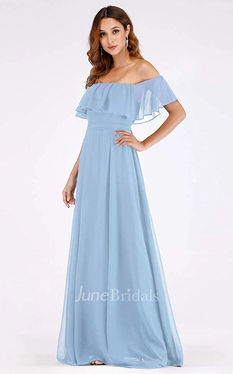 Retro & Vintage Plus Size Dusty Blue Shimmering Off The Shoulder Prom Dress  with Gloves