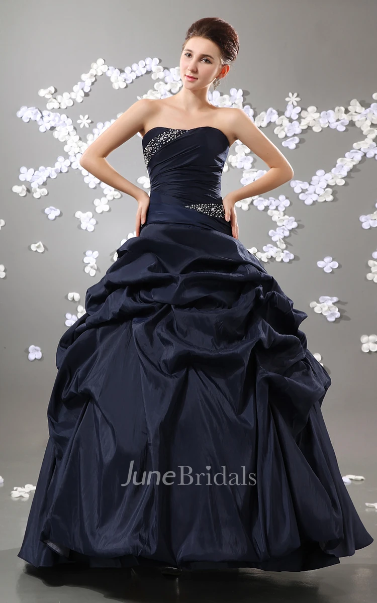 Magnificent Strapless Princess Ball Gown With Crystal Detailing