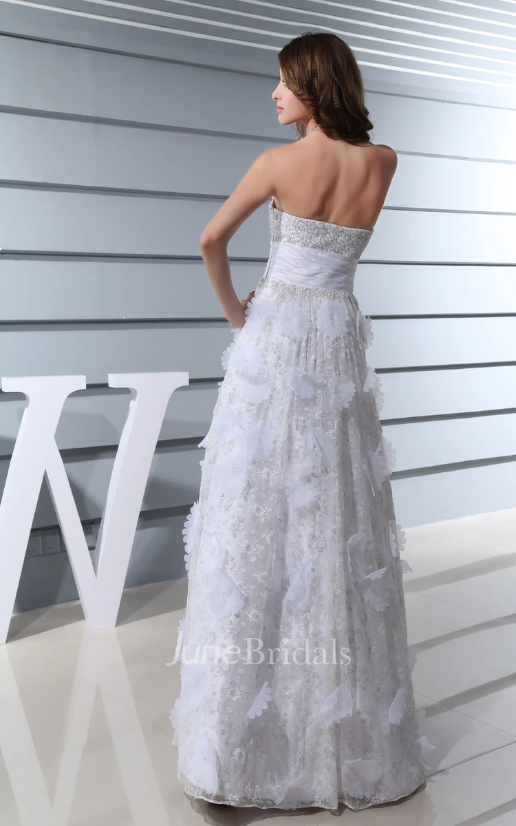 Chic Sweetheart A-Line Dress With Beading and Flower