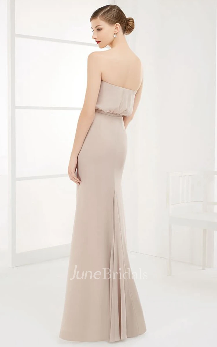 Strapless Sheath Long Prom Dress With Appliqued Top And Belt
