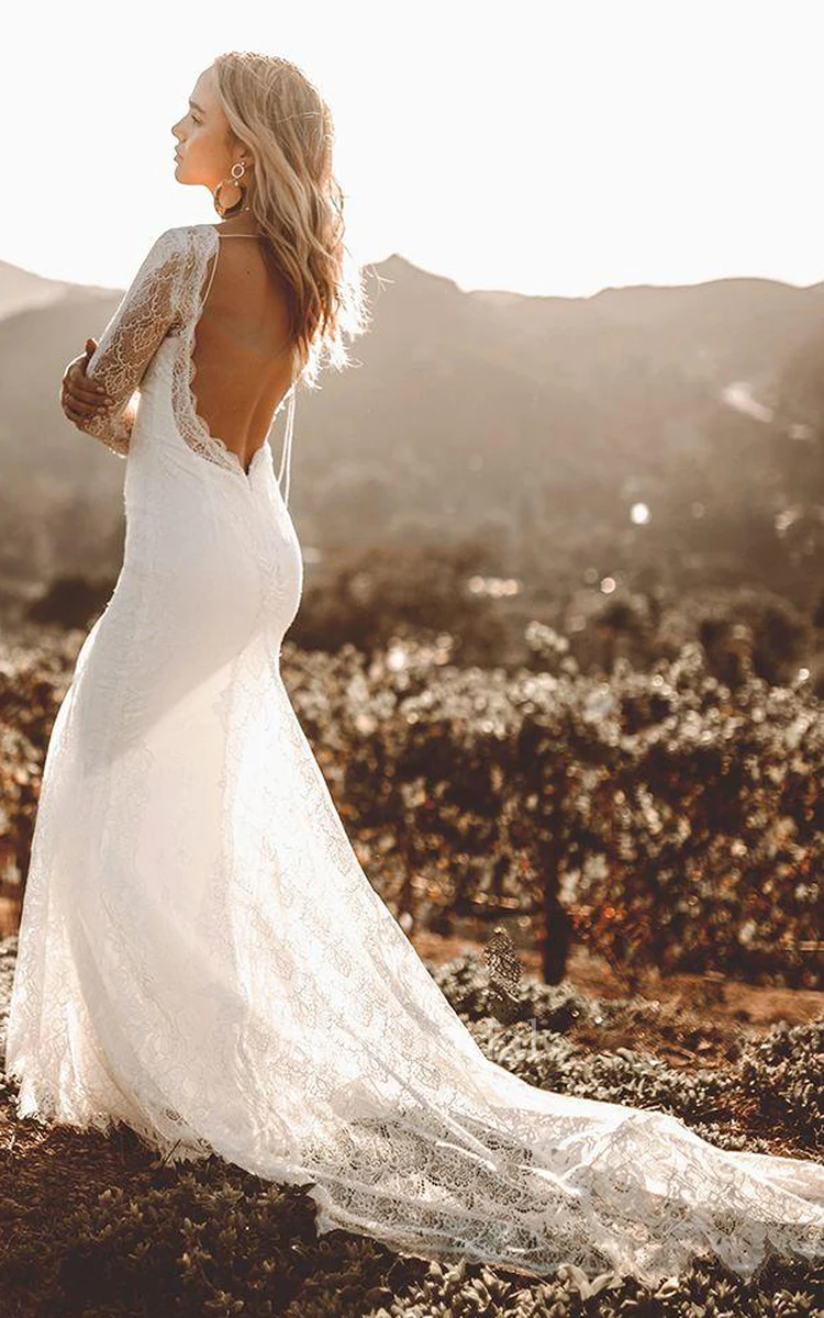 ERIN / Sparkling Wedding Dress with Off the Shoulder Long Sleeves