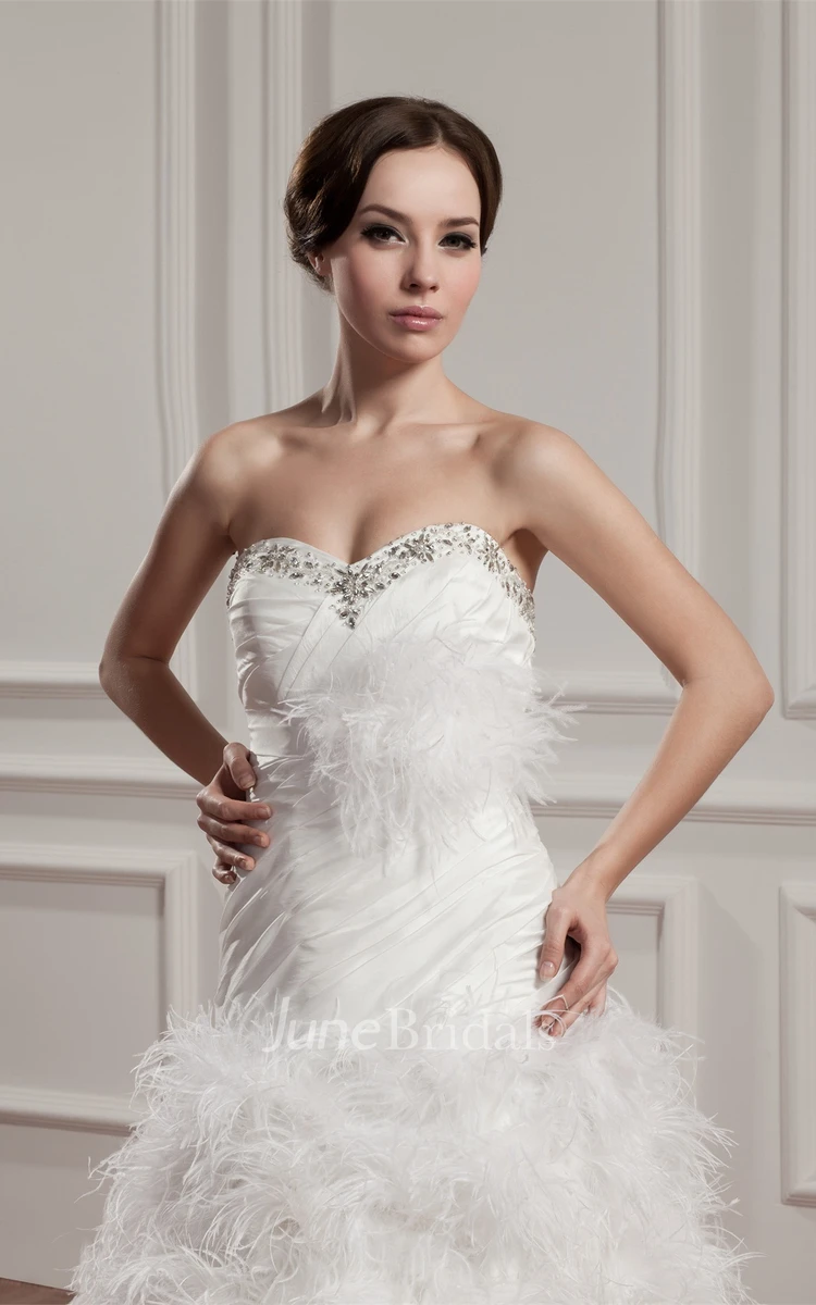 Sweetheart Ruched A-Line Dress with Beading and Fluffy Skirt