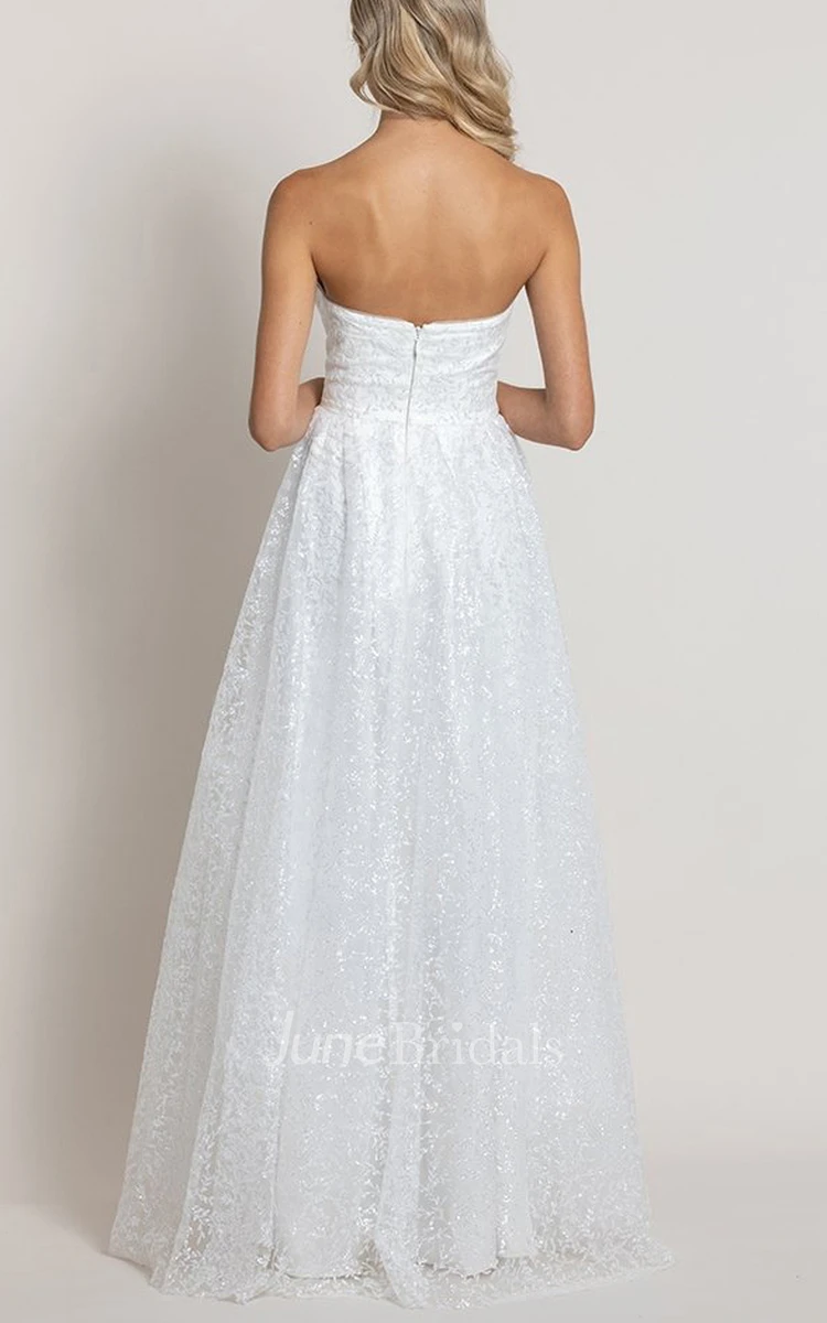 Sexy Lace A Line Sweetheart Floor-length Open Back Wedding Dress with Ruching