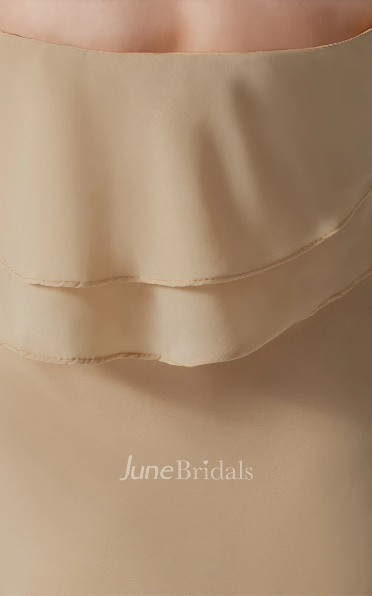 simple layered floor-length chiffon dress with pleats