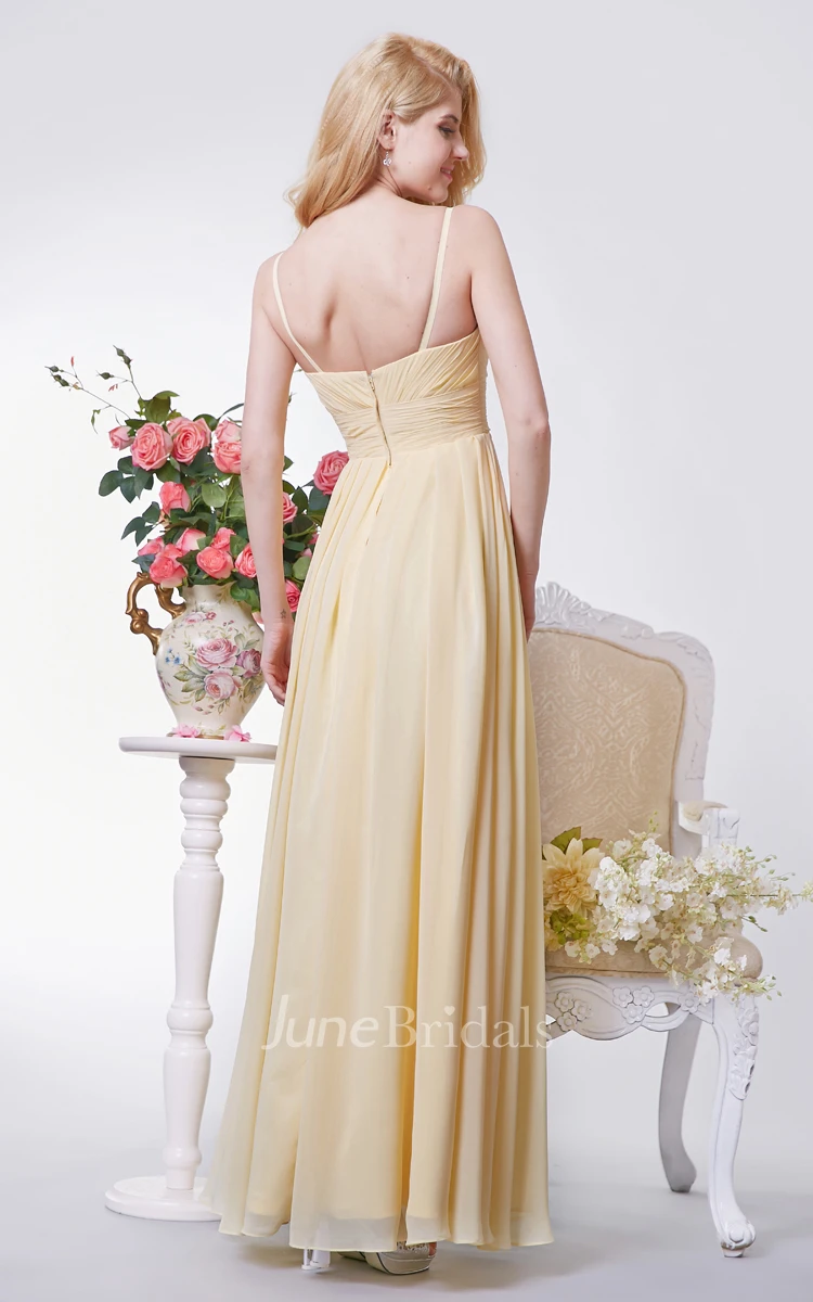Sweetheart A-line Long Chiffon Dress With Ruching