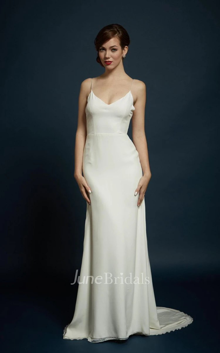 Carmeuse Delicate Strap Bridal Gown With Slight Flare