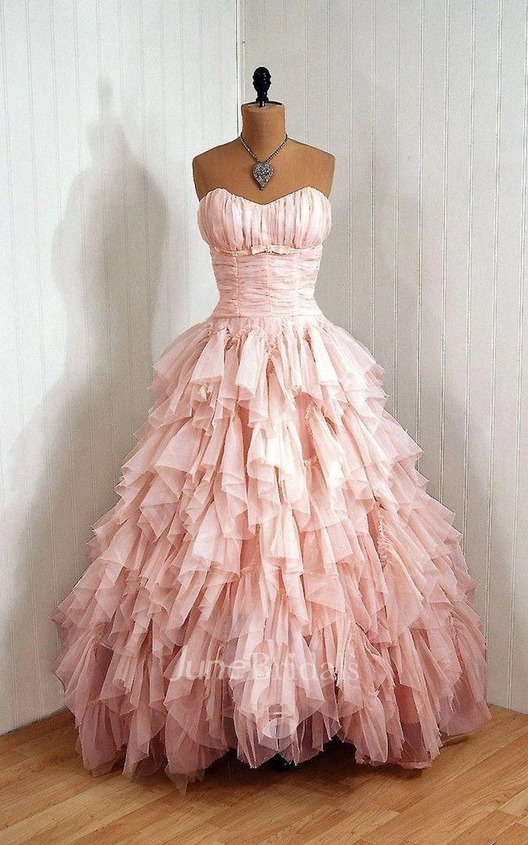 Gorgeous Sweetheart Tulle Prom Dresses Ruffles Floor Length